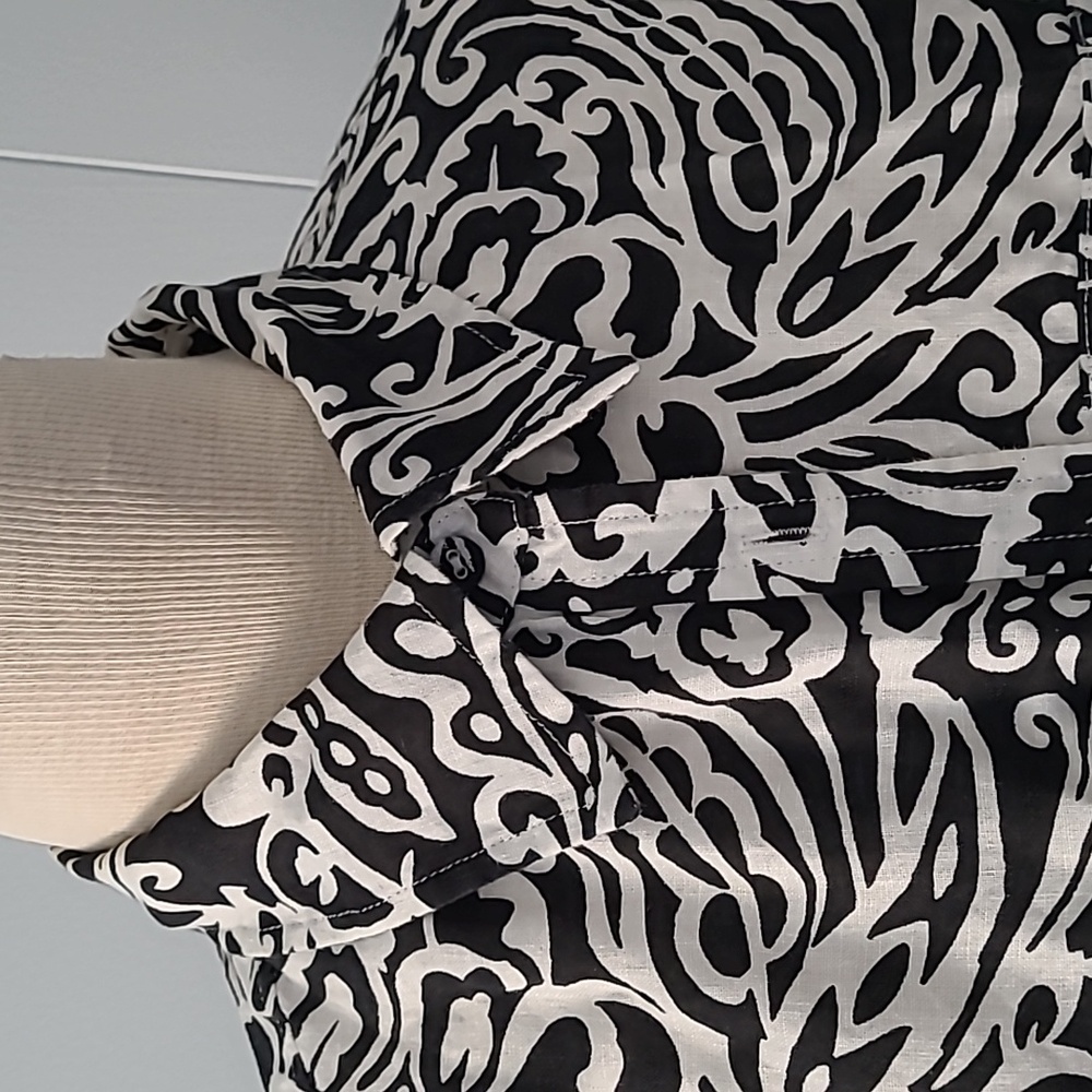 Charter Club Black & White Linen Shirt